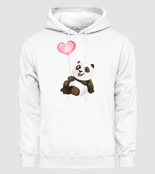 Cute panda with heart model alb pe tricou