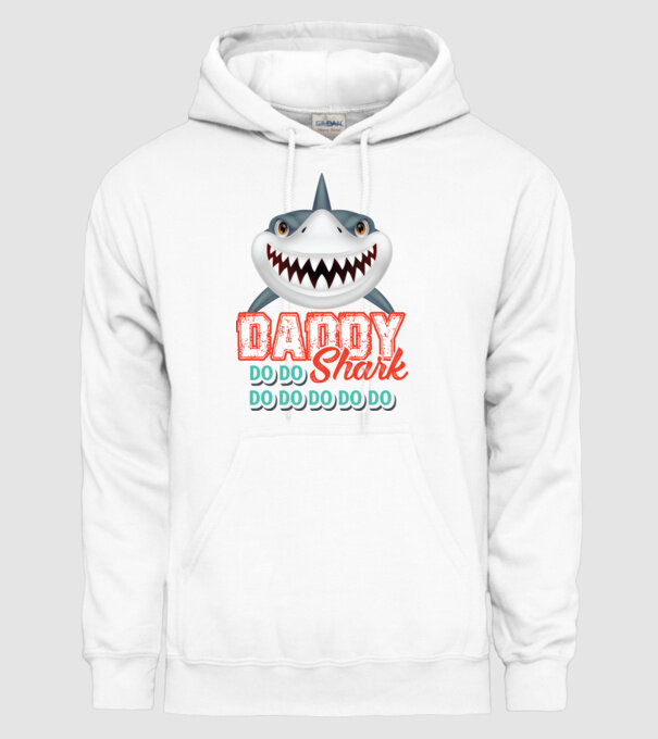 Daddy shark model alb pe tricou