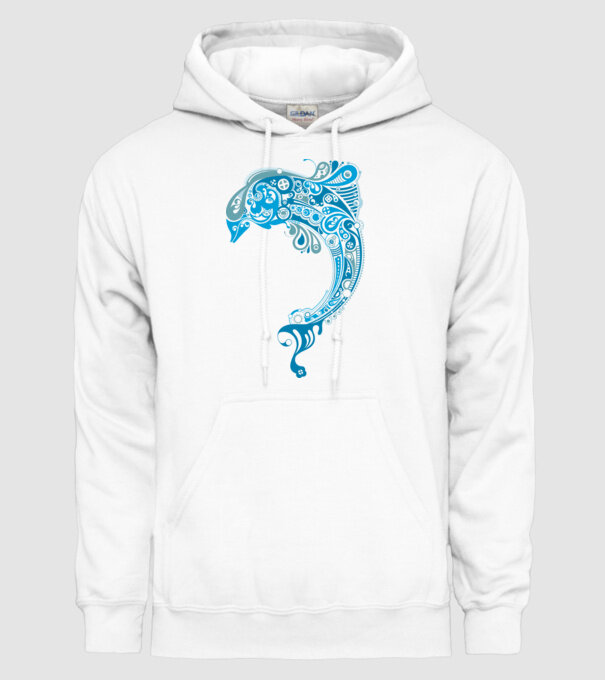 delfin model alb pe tricou