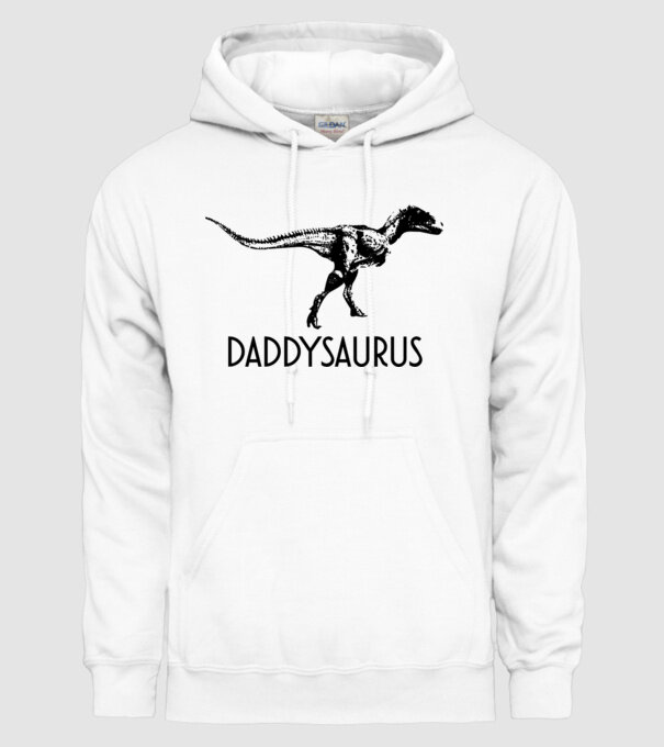 Familia de dinozauri Daddysaurus model alb pe tricou