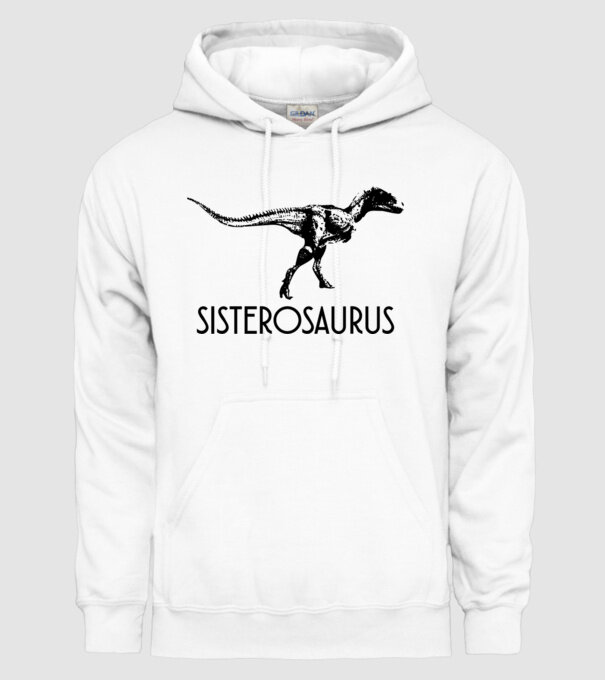 Familia de dinozauri Sisterosaurus model alb pe tricou