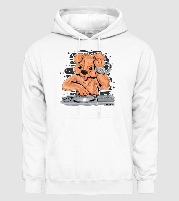 Urs Dj model alb pe tricou
