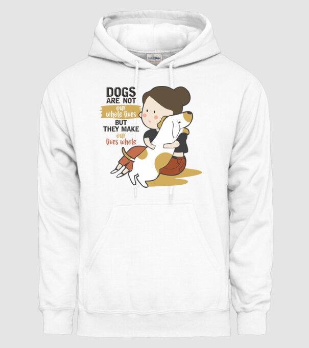 Dogs make our lives whole model alb pe tricou
