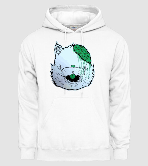 Dropdead! Cat model alb pe tricou