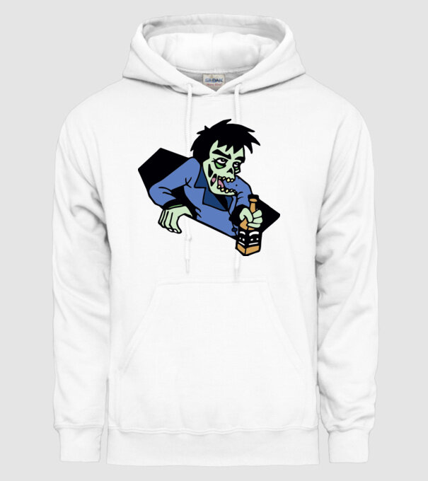Drunk Zombie model alb pe tricou
