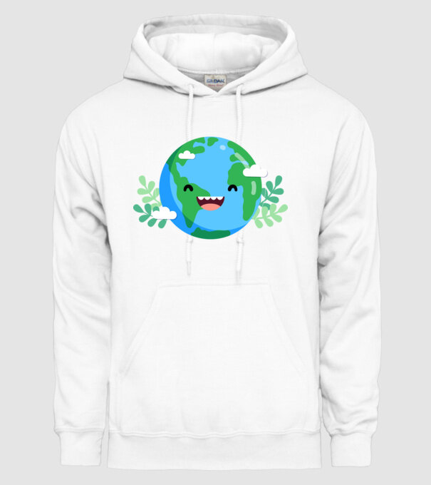 Earth smiley model alb pe tricou