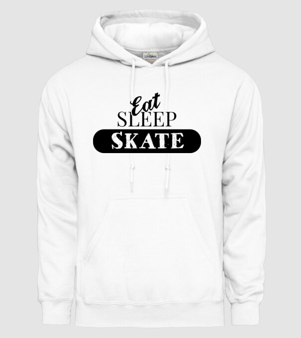 eat sleep skate model alb pe tricou