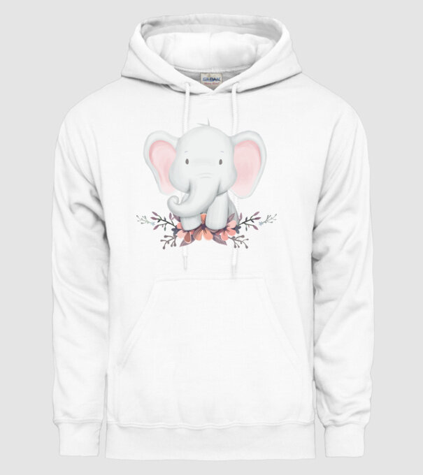 Elefant cu flori model alb pe tricou