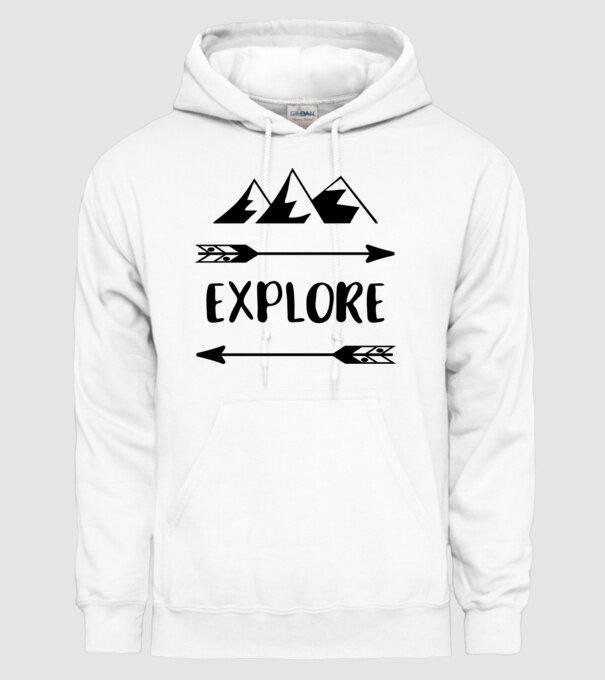 Explore mountains model alb pe tricou