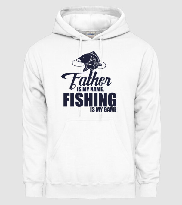 Father is my name, fishing is my game model alb pe tricou
