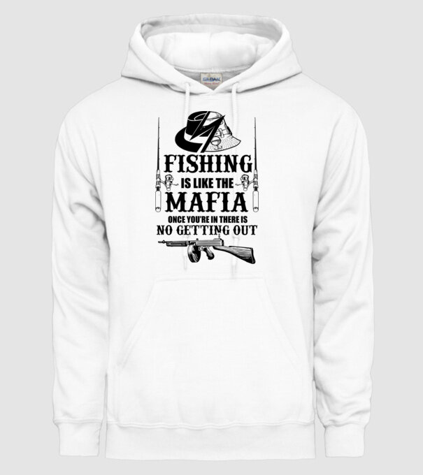 Fishing is like mafia model alb pe tricou