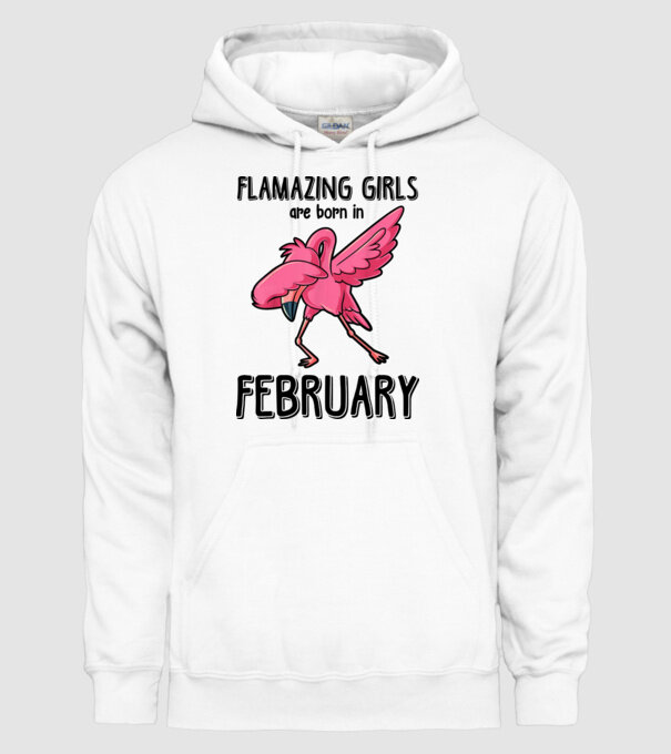Flamazing girls are born in february black model alb pe tricou