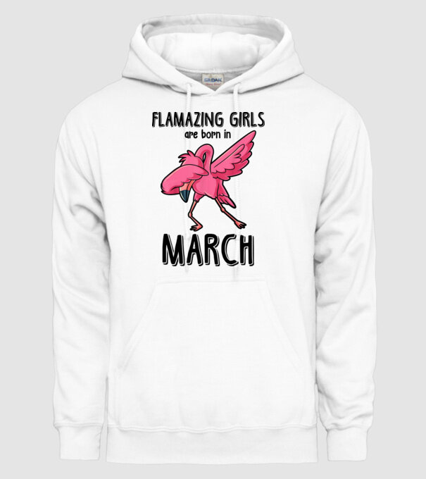 Flamazing girls are born in march black model alb pe tricou