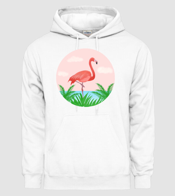 Flamingo model alb pe tricou