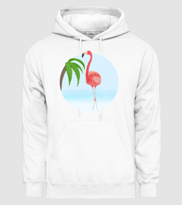 Flamingo model alb pe tricou