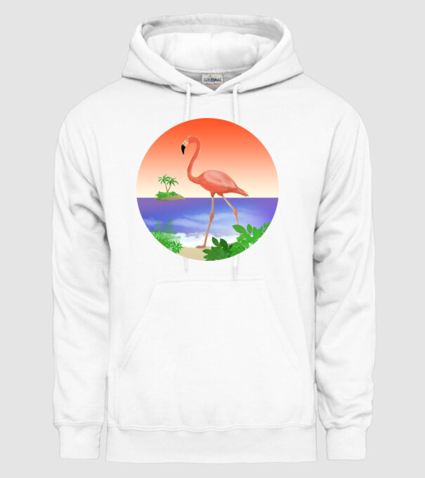 Flamingo model alb pe tricou