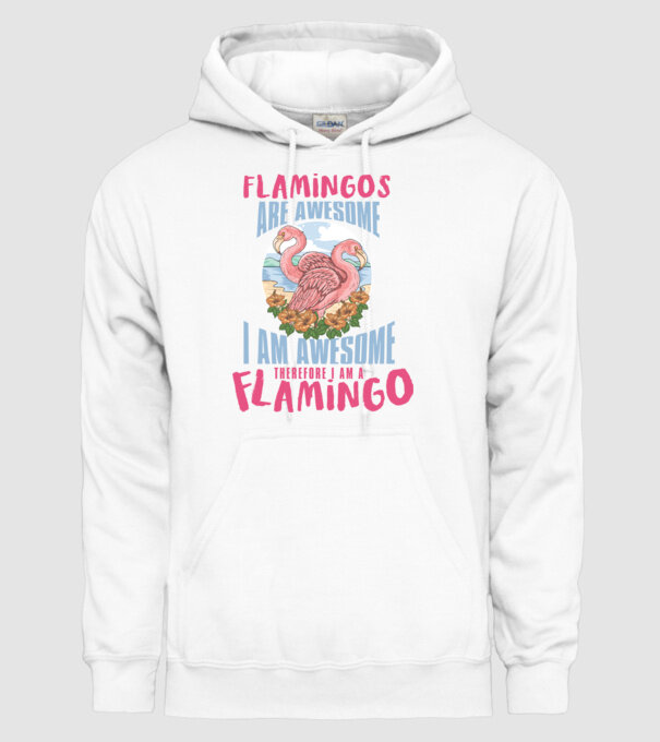 Flamingos are awesome model alb pe tricou