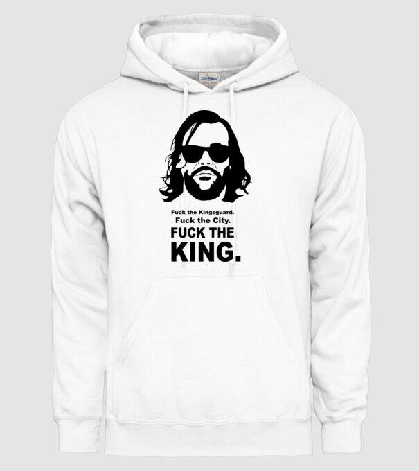 Fuck the king model alb pe tricou