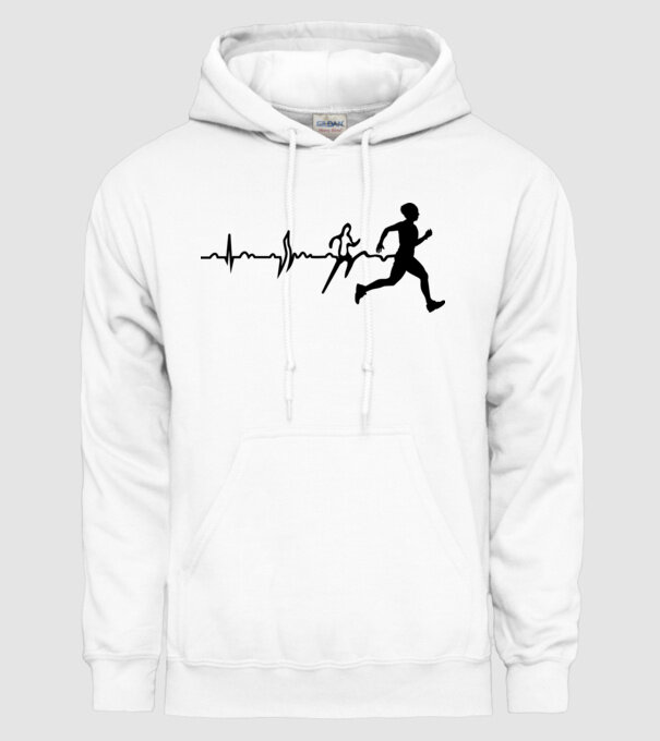 bărbat alergător ecg model alb pe tricou