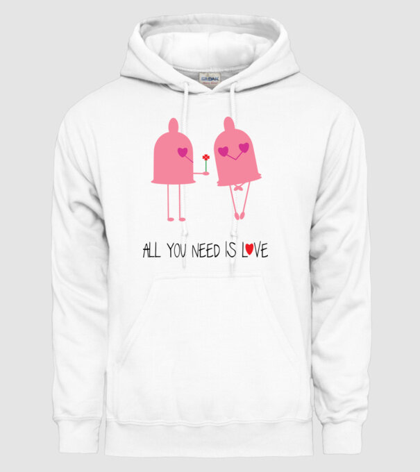 All you need is love model alb pe tricou