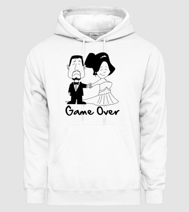 Game Over model alb pe tricou