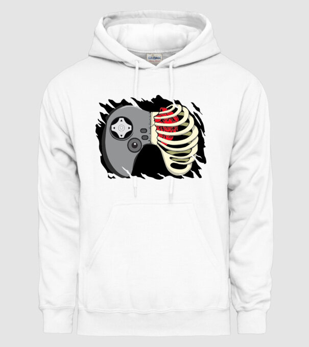 Inimă Gamer model alb pe tricou