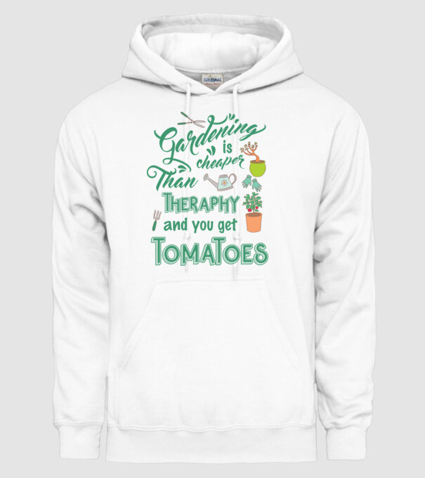 Gardening is cheaper than theraphy model alb pe tricou