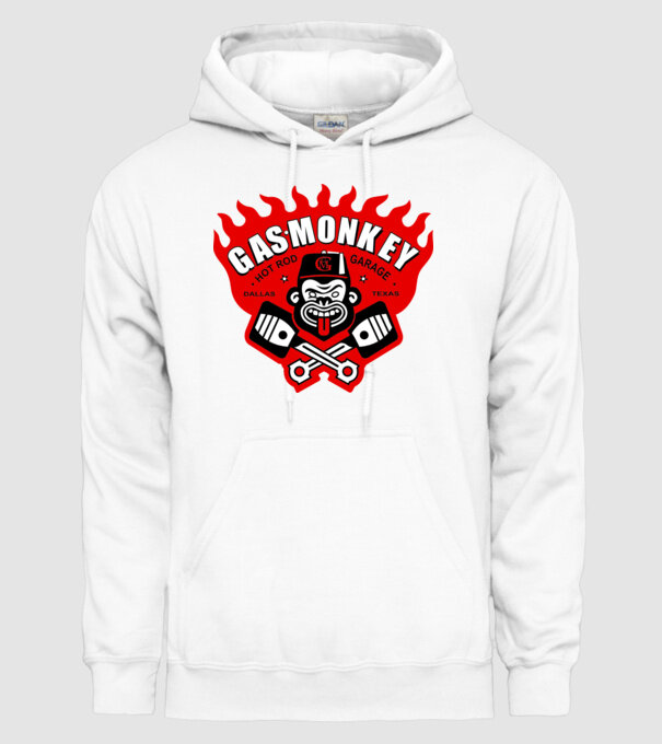 Gas Monkey model alb pe tricou