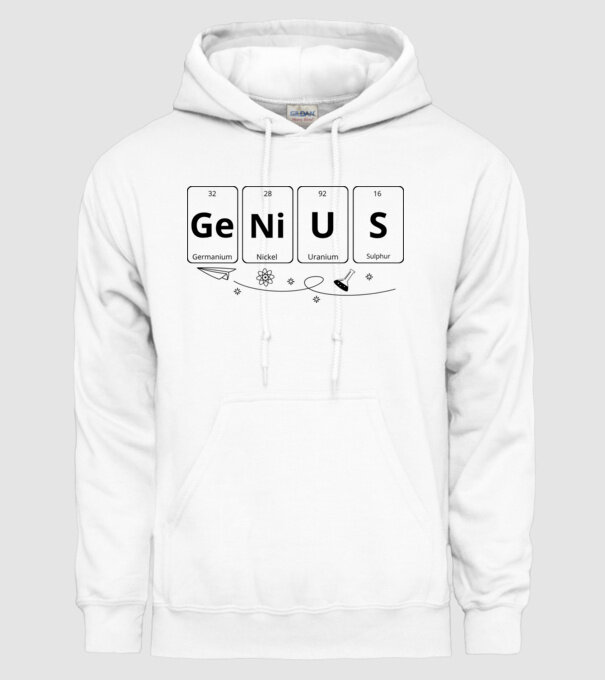 Genius periodic model alb pe tricou