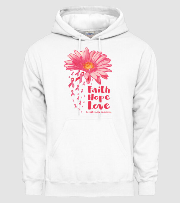 Gerbera faith hope love model alb pe tricou