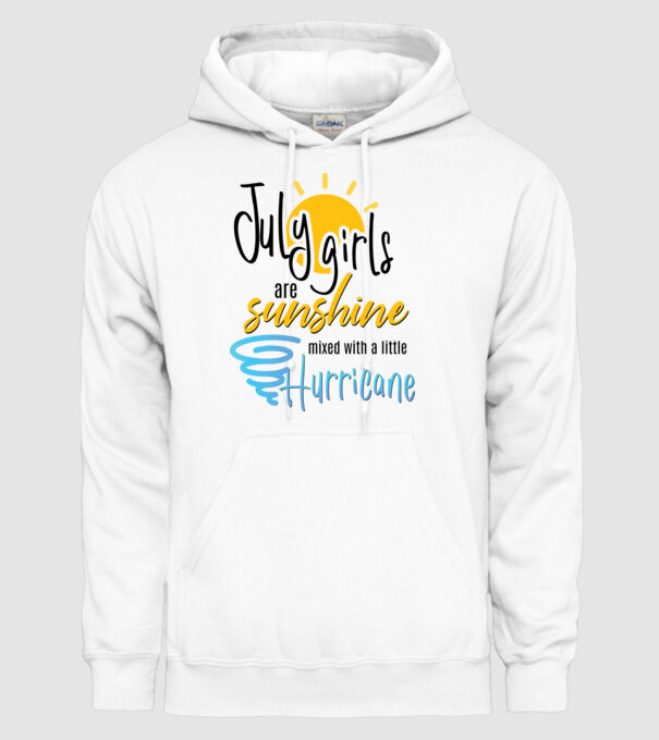 July Girls are Sunshine mixed with a little Hurricane model alb pe tricou