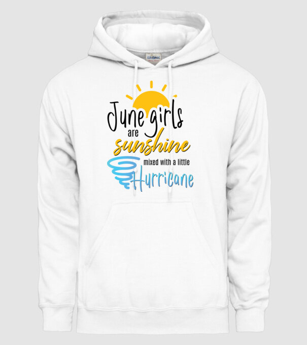 June Girls are Sunshine mixed with a little Hurricane model alb pe tricou