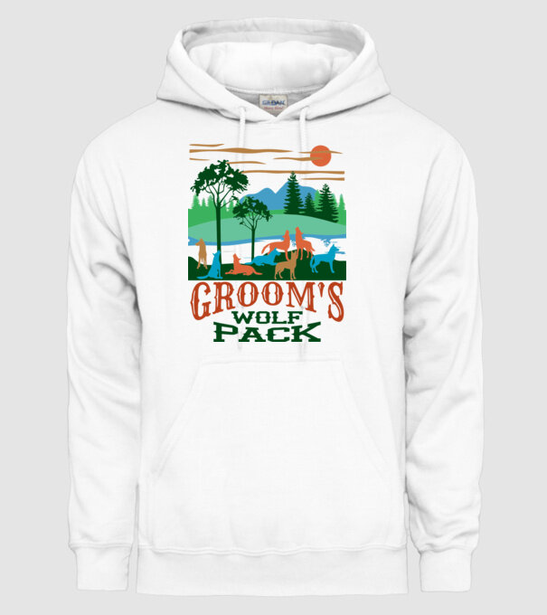 Grooms wolf pack model alb pe tricou