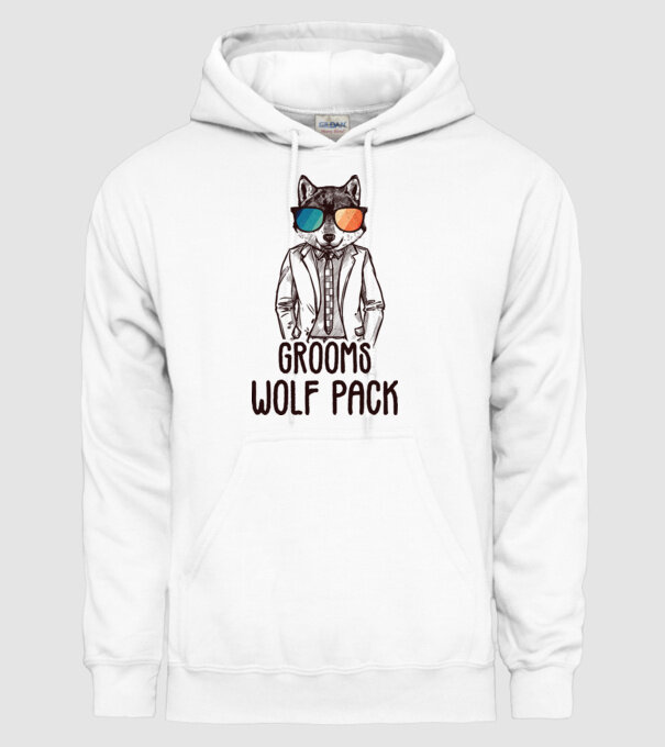 Grooms wolf pack model alb pe tricou