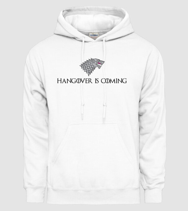 Hangover is coming model alb pe tricou
