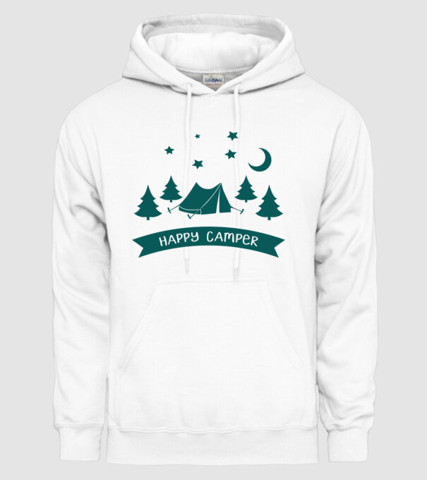 Happy camper tent model alb pe tricou