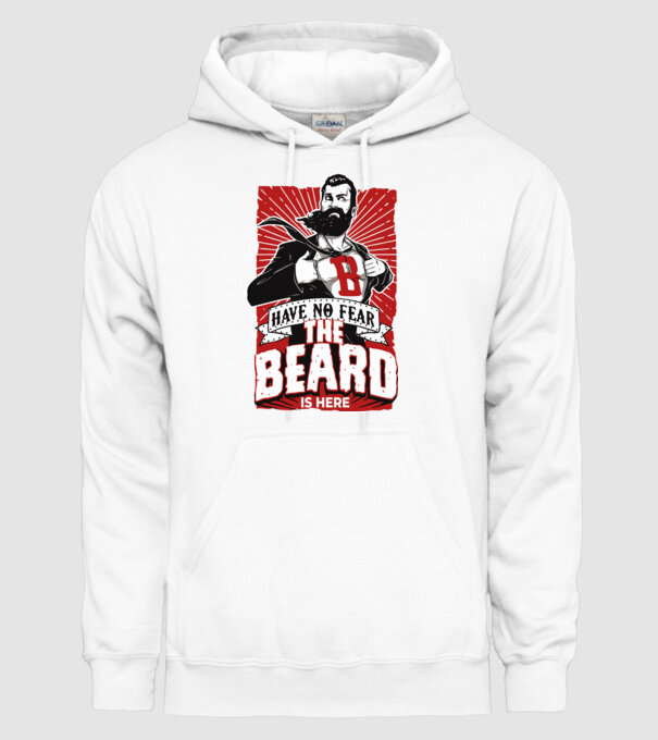 Have no fear the beard is here model alb pe tricou