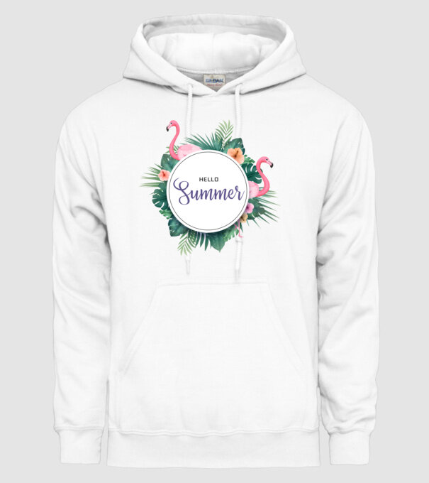 Hello summer model alb pe tricou