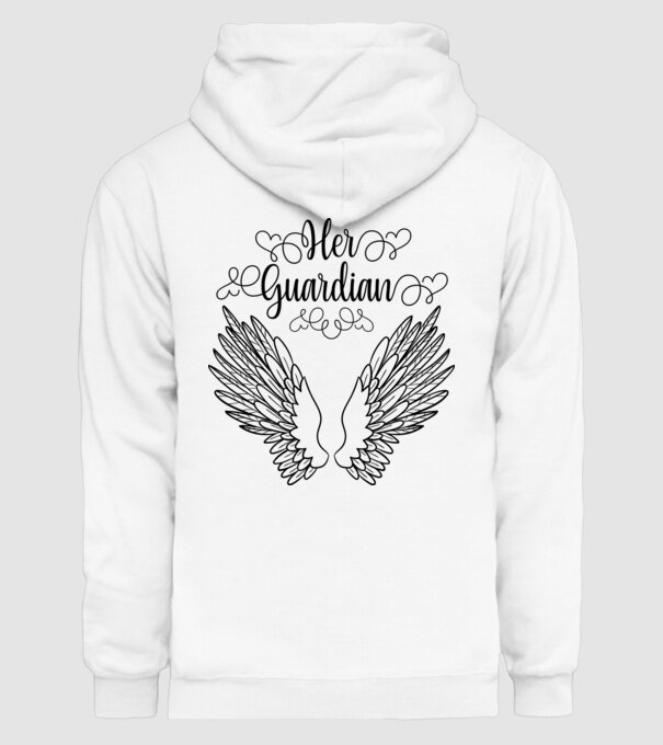 Her Guardian model alb pe tricou
