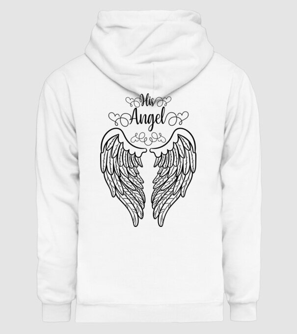 His Angel model alb pe tricou