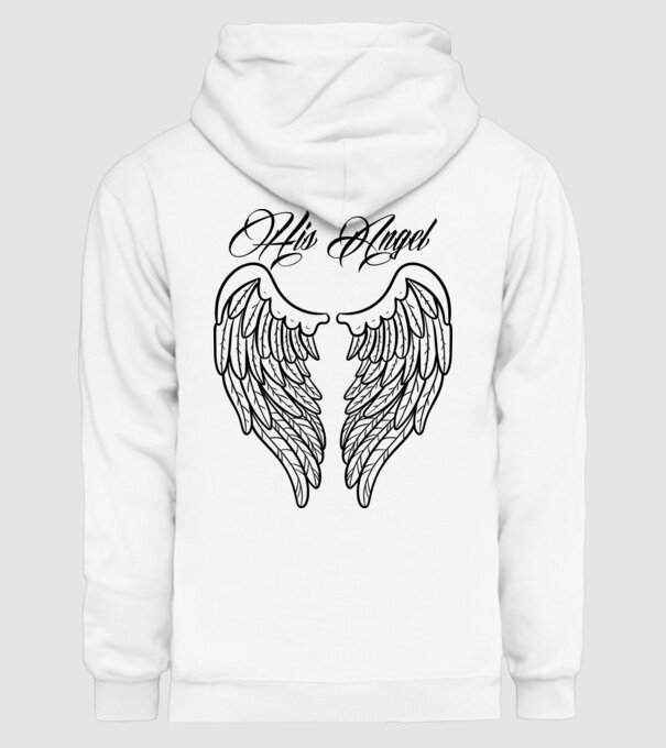 His Angel model alb pe tricou