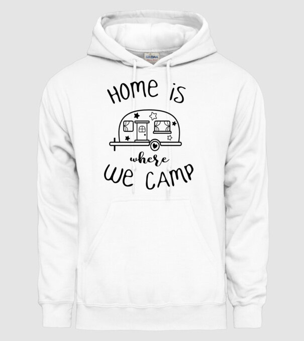 home is where we camp model alb pe tricou