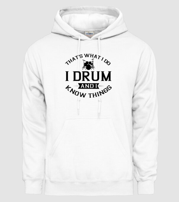 I drum I drink and I know things model alb pe tricou