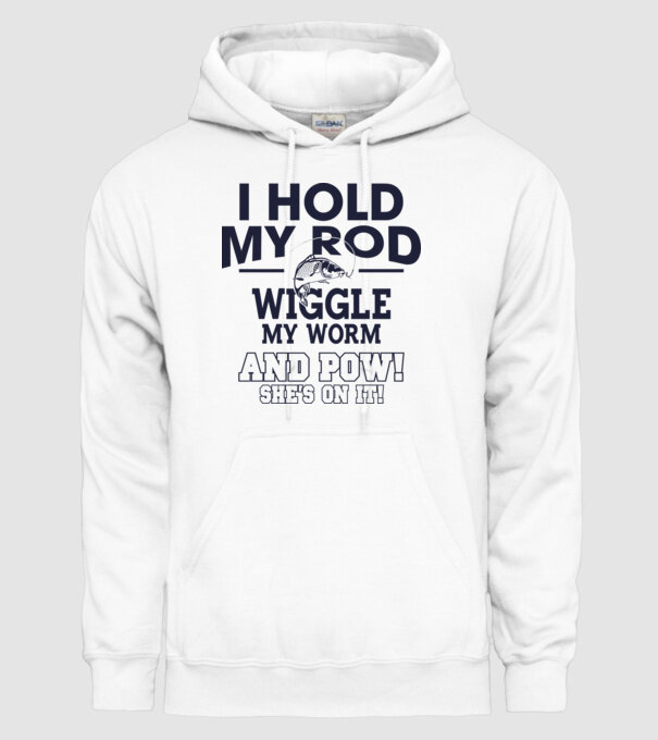 I hold my rod model alb pe tricou