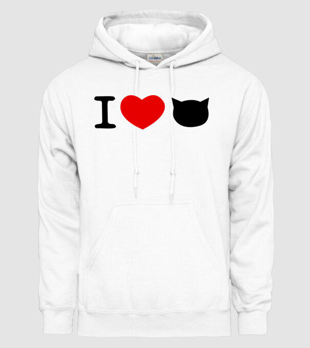 I love Pisică model alb pe tricou