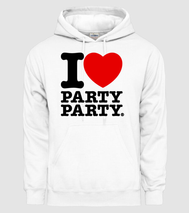 I love party party model alb pe tricou