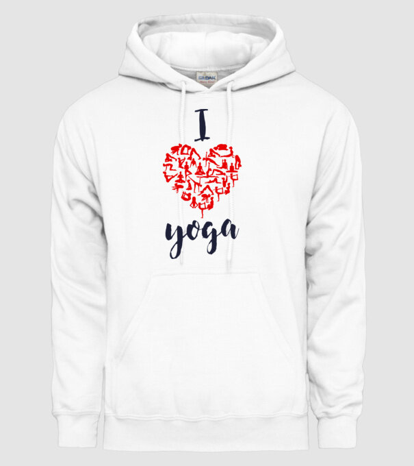 I love yoga model alb pe tricou
