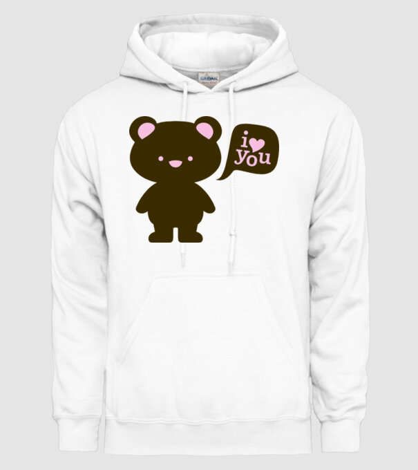 I Love You Bear model alb pe tricou