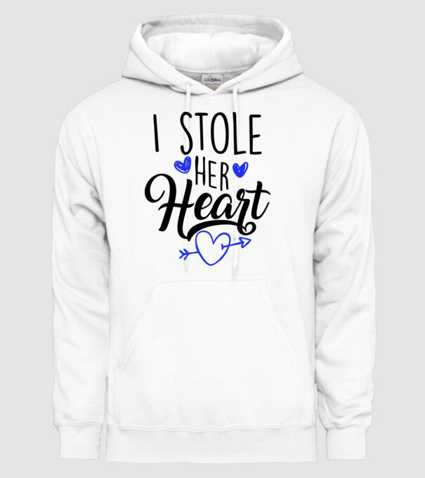 Cuplu I stole her heart model alb pe tricou