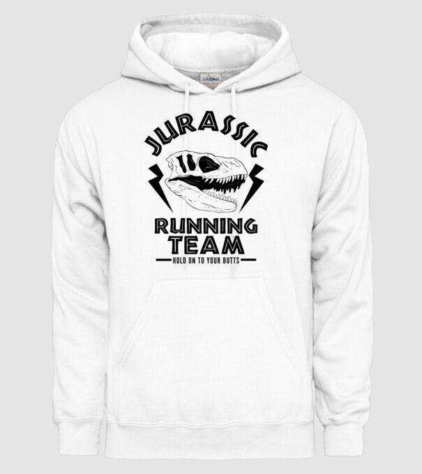Jurassic running team model alb pe tricou